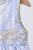 Blue lemon embroidery seersucker dress - Aaria Tees Aaria Tees