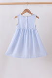 Blue lemon embroidery seersucker dress - Aaria Tees Aaria Tees