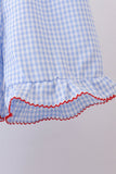 Blue flag smocked woven gingham ruffle shorts set Aaria Tees