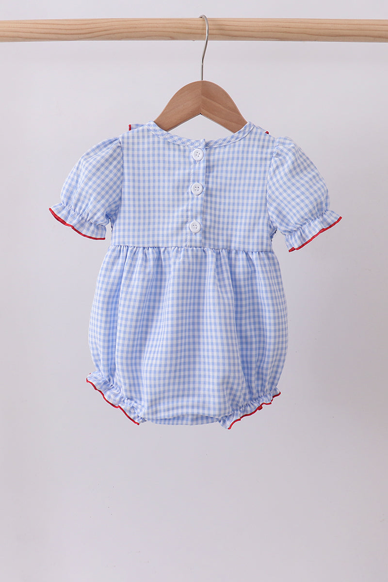 Blue flag smocked ruffle bubble - Aaria Tees Aaria Tees