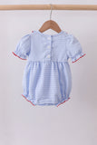 Blue flag smocked ruffle bubble - Aaria Tees Aaria Tees