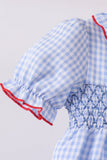 Blue flag smocked ruffle bloomer set Aaria Tees