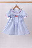 Blue flag smocked ruffle dress - Aaria Tees Aaria Tees