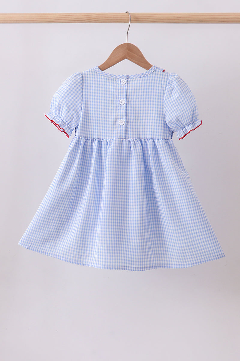 Blue flag smocked ruffle dress - Aaria Tees Aaria Tees