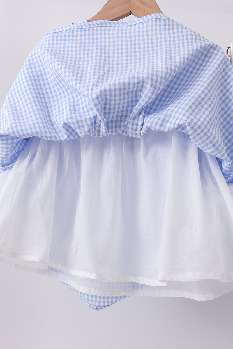 Blue flag smocked ruffle dress - Aaria Tees Aaria Tees