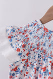 Blue floral lace smocked shorts set - Aaria Tees Aaria Tees