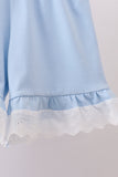 Blue floral lace smocked shorts set - Aaria Tees Aaria Tees