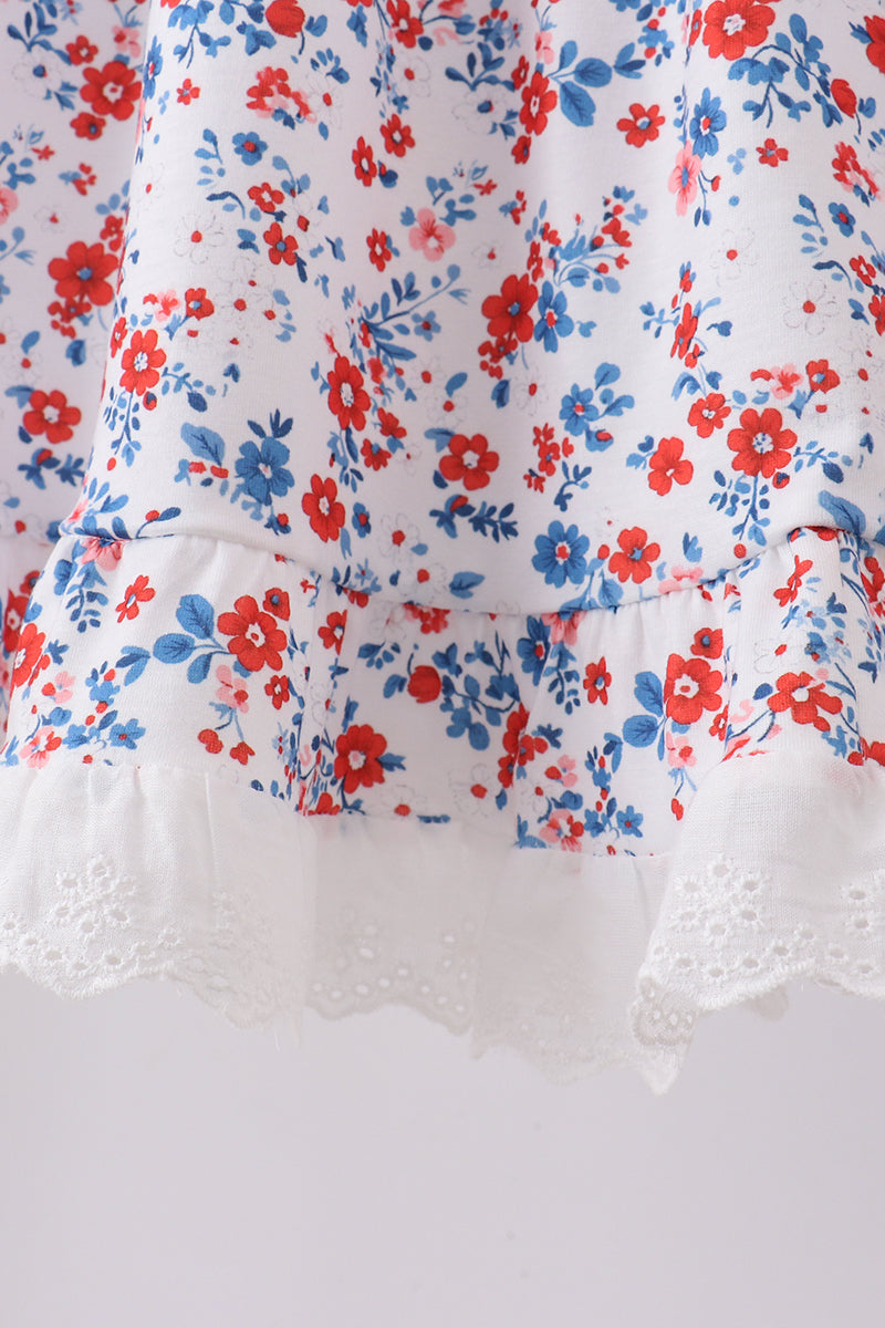 Blue floral lace smocked shorts set - Aaria Tees Aaria Tees