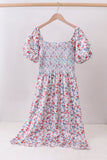 Blue floral smocked dress - Aaria Tees Aaria Tees