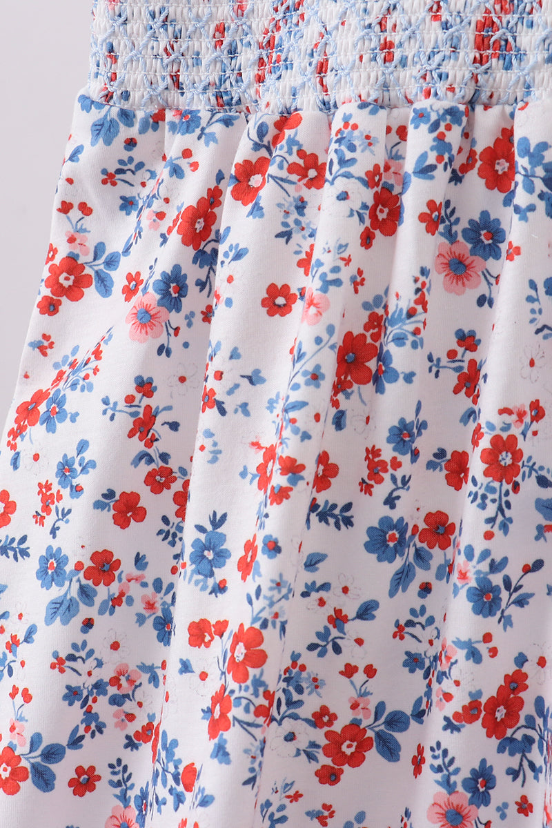 Blue floral smocked dress - Aaria Tees Aaria Tees