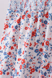 Blue floral smocked dress - Aaria Tees Aaria Tees