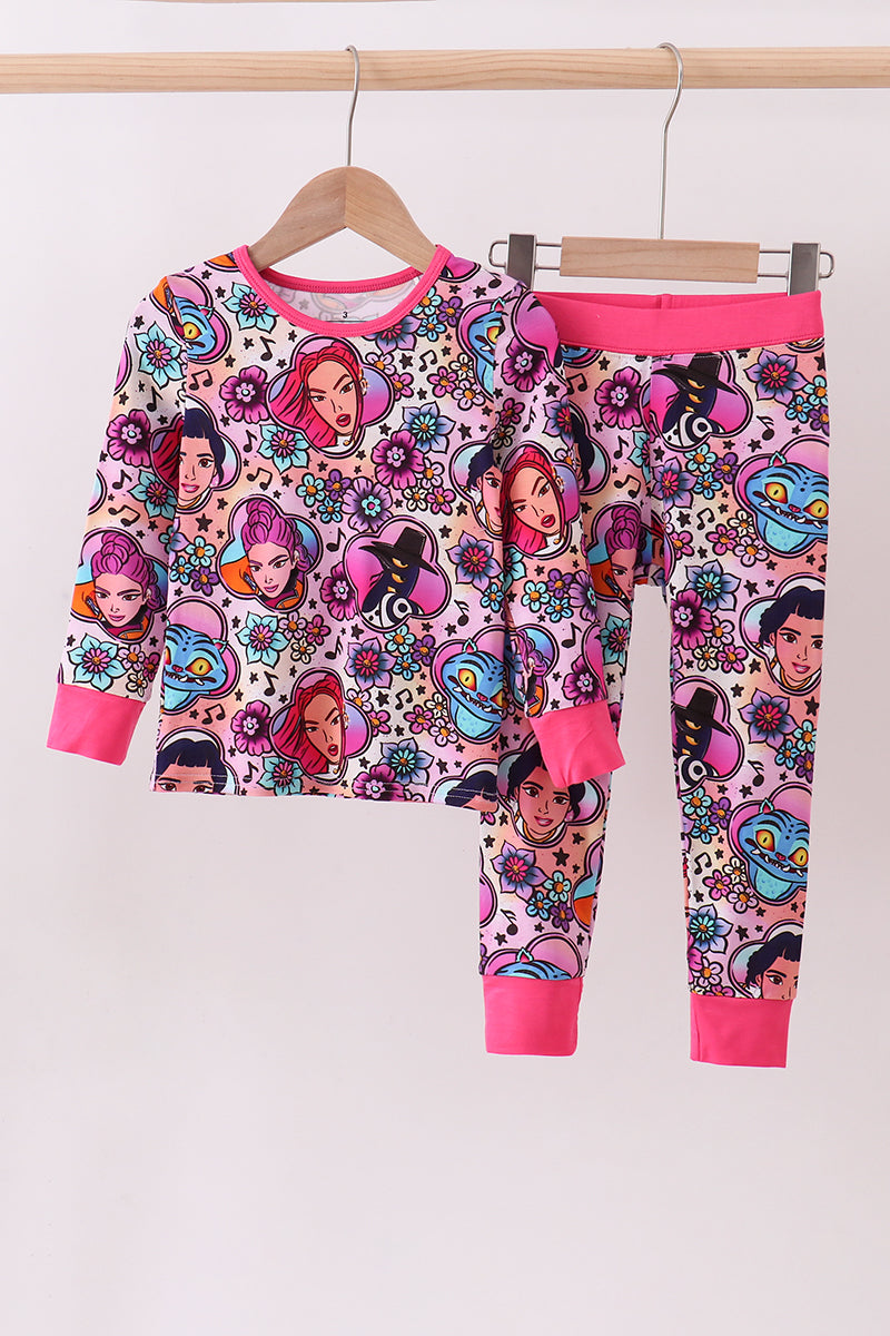 Purple character bamboo pajama pants set - Aaria Tees