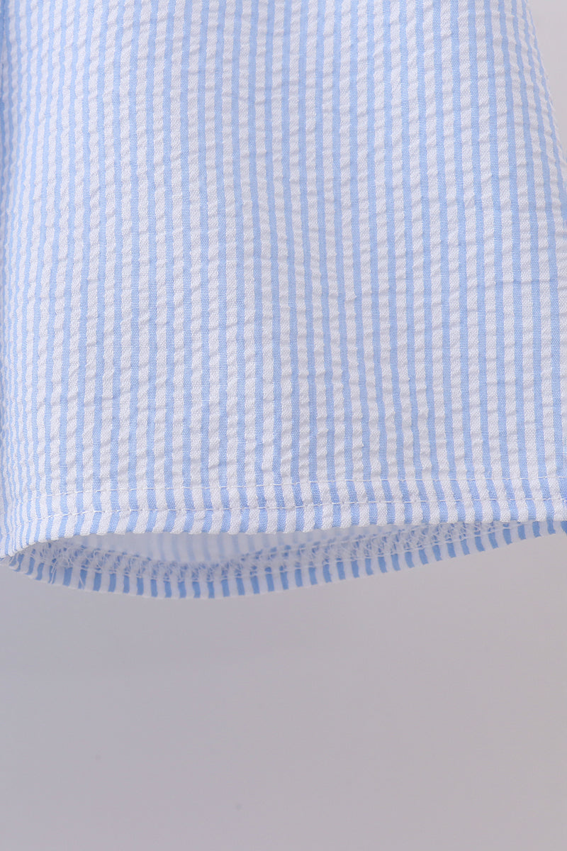 Blue crab embroidery stripe shorts swimsuit - Aaria Tees Aaria Tees