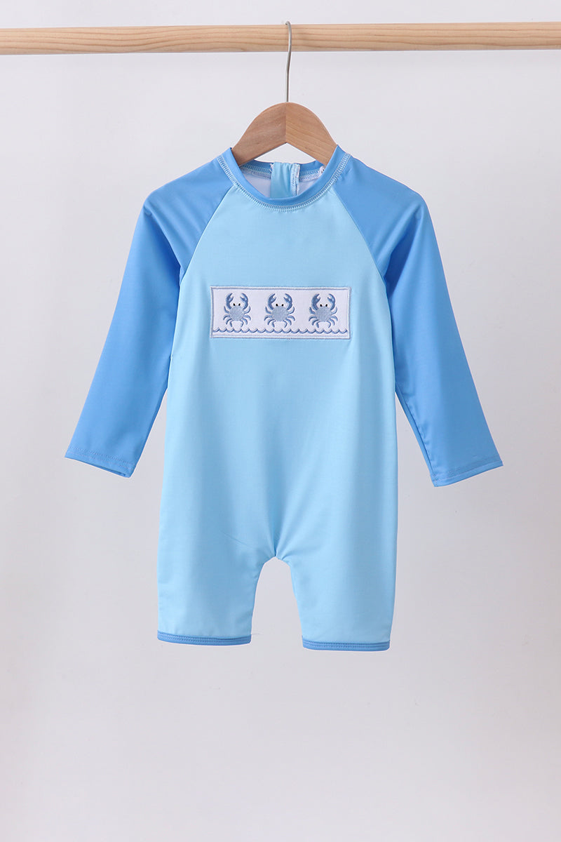 Blue crab embroidery one-piece swimsuit - Aaria Tees Aaria Tees