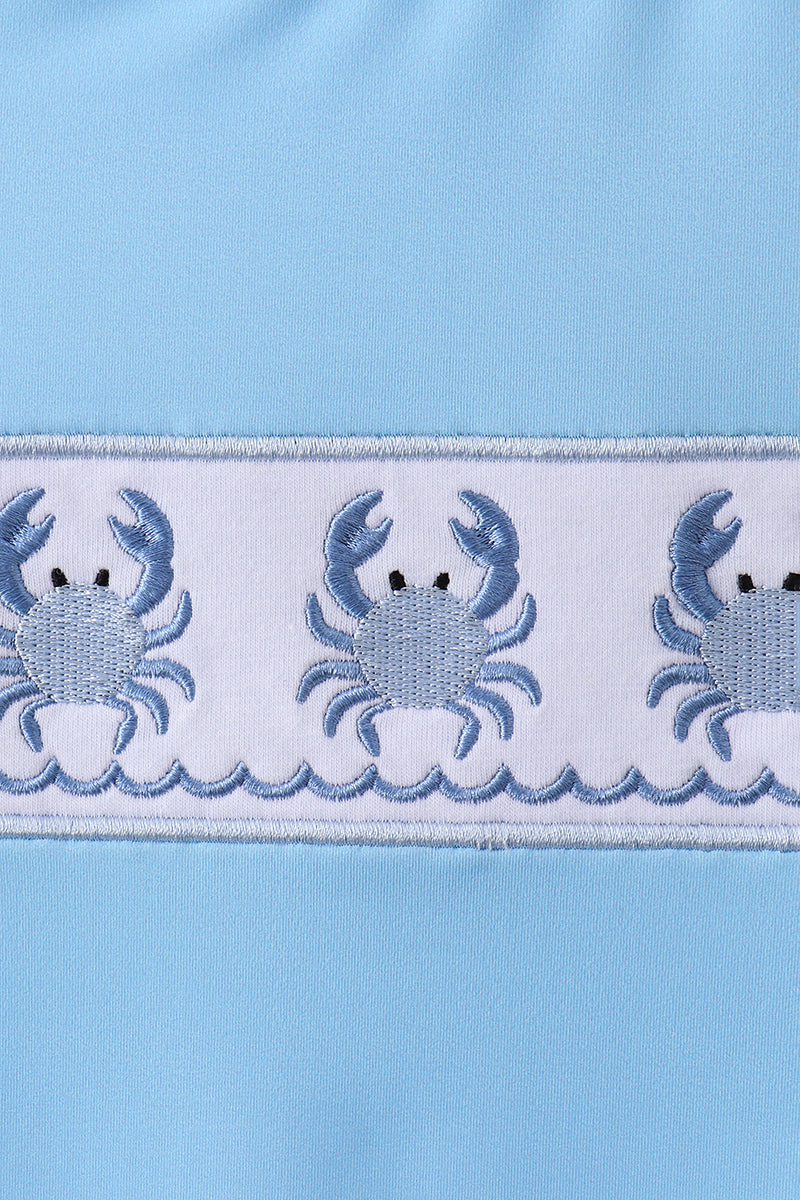 Blue crab embroidery one-piece swimsuit - Aaria Tees Aaria Tees