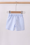 Blue stripe seersucker crab embroidery swim trunks - Aaria Tees Aaria Tees