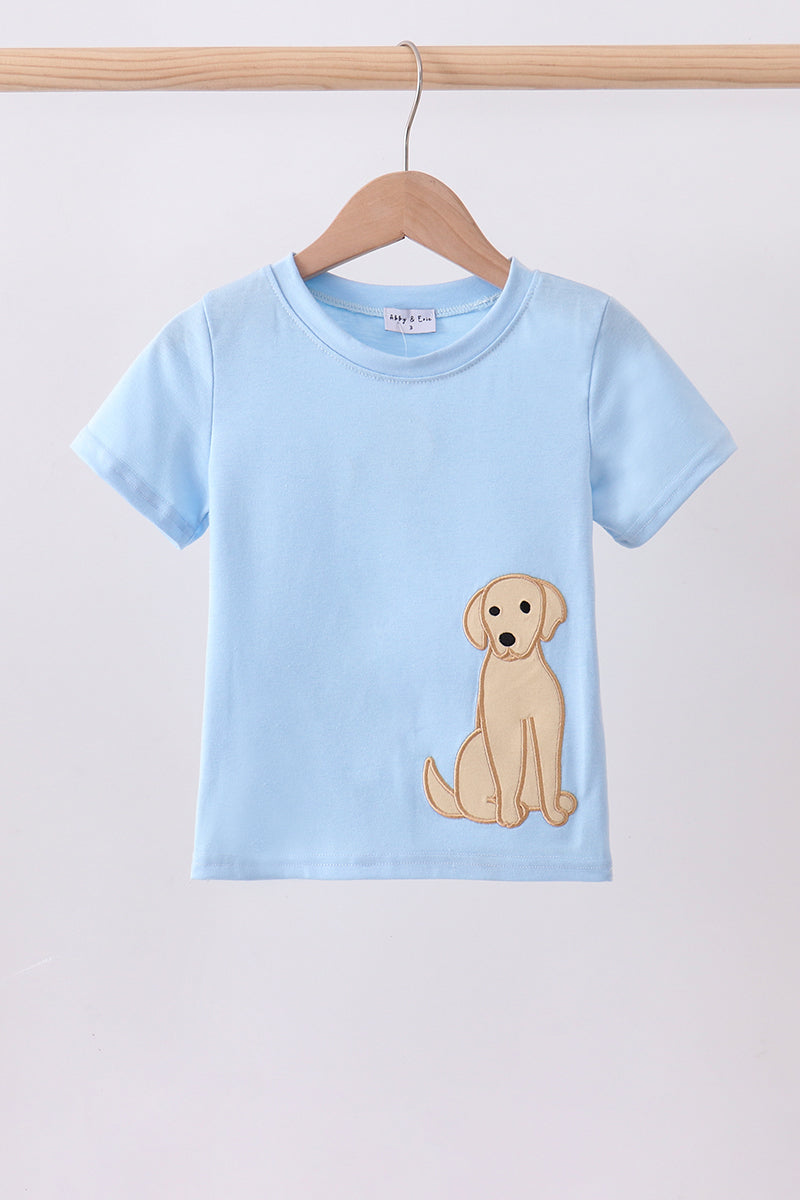 Blue puppy applique top - Aaria Tees Aaria Tees