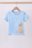 Blue puppy applique top - Aaria Tees Aaria Tees
