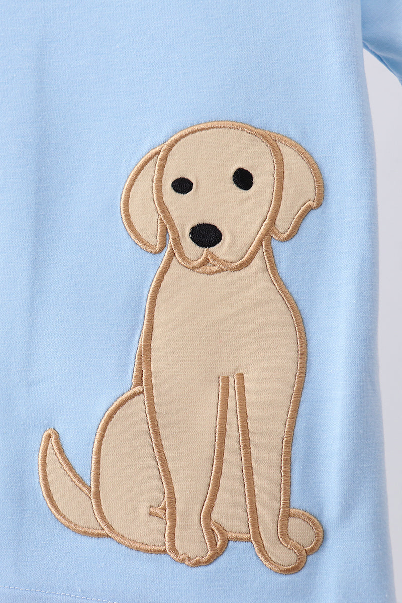 Blue puppy applique top - Aaria Tees Aaria Tees