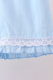 Blue flag smocked jacquard ruffle shorts set - Aaria Tees Aaria Tees