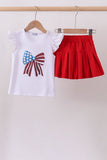 White bow sequin skort set - Aaria Tees Aaria Tees
