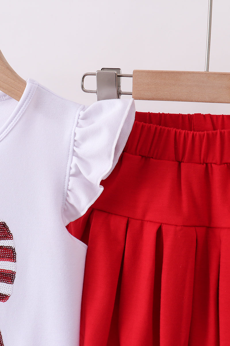 White bow sequin skort set - Aaria Tees Aaria Tees