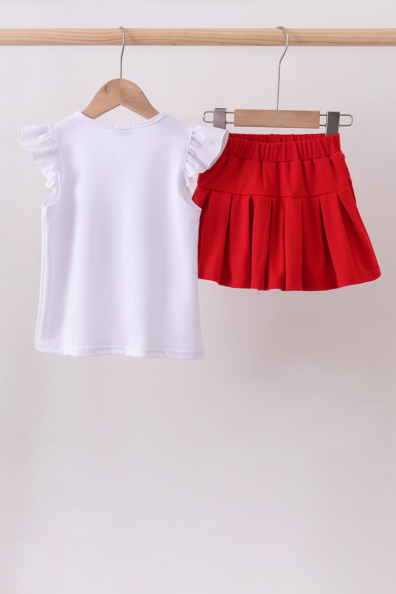 White bow sequin skort set - Aaria Tees Aaria Tees