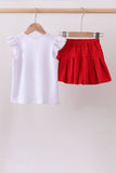 White bow sequin skort set - Aaria Tees Aaria Tees