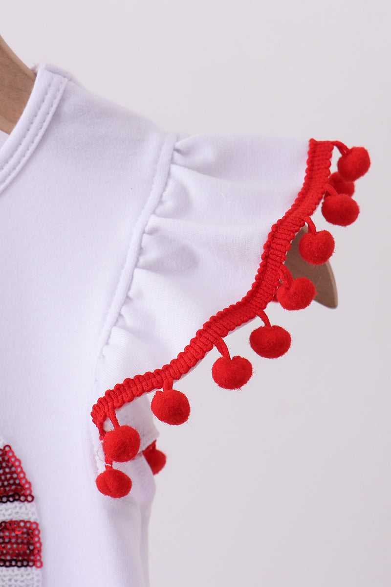 White bow sequin skort set - Aaria Tees Aaria Tees