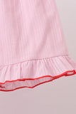 Pink fireworks flag smocked jacquard scalloped ruffle shorts set - Aaria Tees Aaria Tees