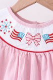 Pink fireworks flag smocked jacquard scalloped ruffle bloomer set - Aaria Tees Aaria Tees