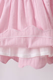 Pink fireworks flag smocked jacquard scalloped ruffle bloomer set Aaria Tees