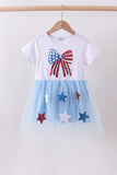Blue bow star sequin tulle dress Aaria Tees