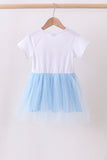 Blue bow star sequin tulle dress Aaria Tees