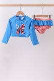 Blue bow sequin 2pc swimsuit - Aaria Tees Aaria Tees