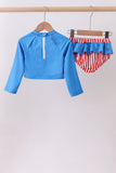 Blue bow sequin 2pc swimsuit - Aaria Tees Aaria Tees