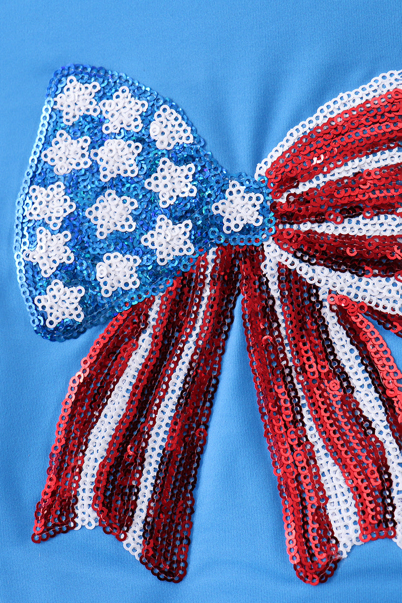 Blue bow sequin rashguard - Aaria Tees Aaria Tees