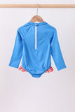 Blue bow sequin rashguard - Aaria Tees Aaria Tees