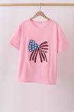 Pink flag bow sequin mom&me top - Aaria Tees Aaria Tees
