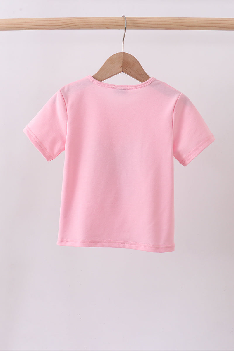 Pink flag bow sequin mom&me top - Aaria Tees Aaria Tees