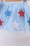 Blue bow star sequin skort set Aaria Tees