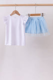 Blue bow star sequin skort set Aaria Tees