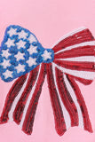 Pink flag bow sequin mom&me top - Aaria Tees Aaria Tees
