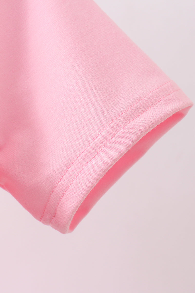 Pink flag bow sequin mom&me top - Aaria Tees Aaria Tees
