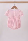 Pink flag embroidery gingham bubble - Aaria Tees Aaria Tees