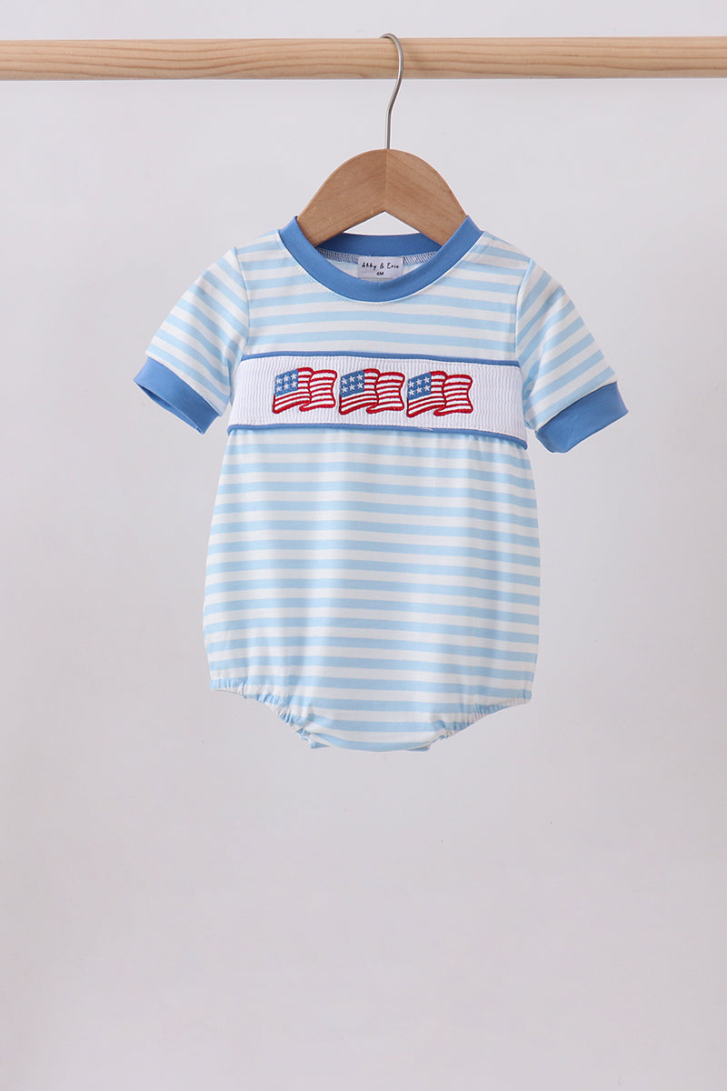Blue flag embroidery stripe bubble - Aaria Tees Aaria Tees