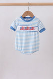Blue flag embroidery stripe bubble - Aaria Tees Aaria Tees