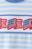 Blue flag embroidery stripe bubble - Aaria Tees Aaria Tees