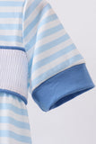 Blue flag embroidery stripe bubble - Aaria Tees Aaria Tees