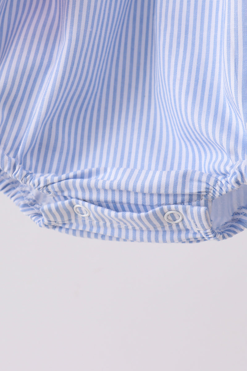 Blue Stripe Bow Ruffle Bubble - Aaria Tees Aaria Tees